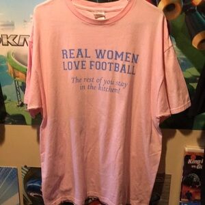 Late 90s Vintage Pink football shirt size XL on VTG Fruit of the Loom good shape